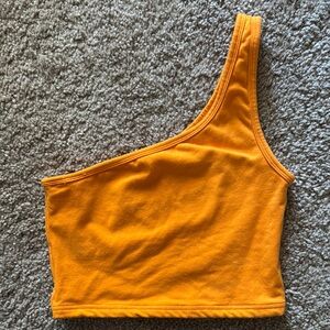 Klassy Network Orange Asymmetrical Crop Tank Top